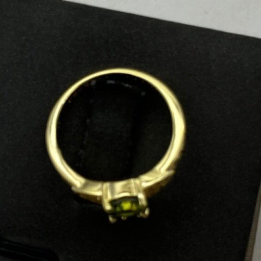 Vivienne Westwood ISMENE Ring Green Crystal Orb Gold Tone Size M Rare - Picture 5 of 6